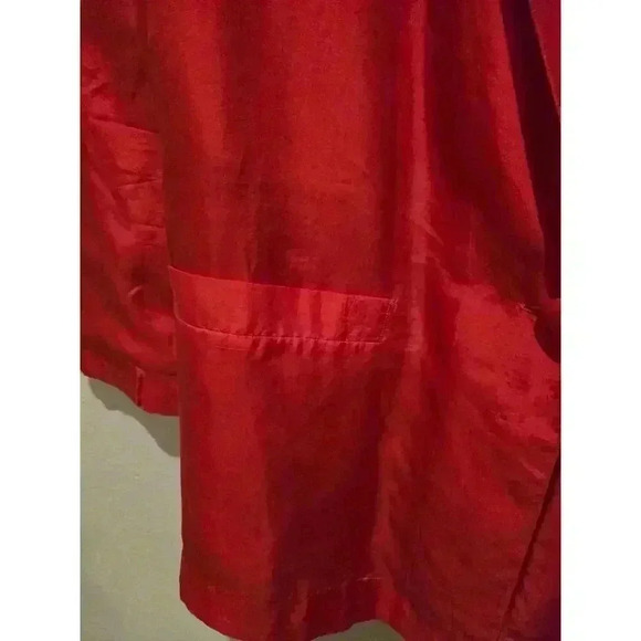 Carol Horn Workshop Women's Red Silk Blazer Size L Business Holiday - Picture 2 of 8